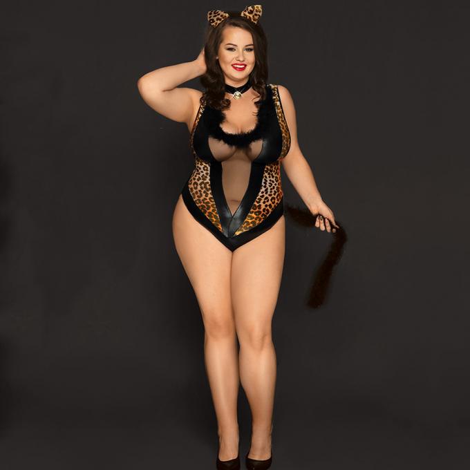 プラスのサイズのセクシーな女性の′ sのボディスーツのランジェリーの熱く好色な乳液のCatsuitの性のCosplayの下着