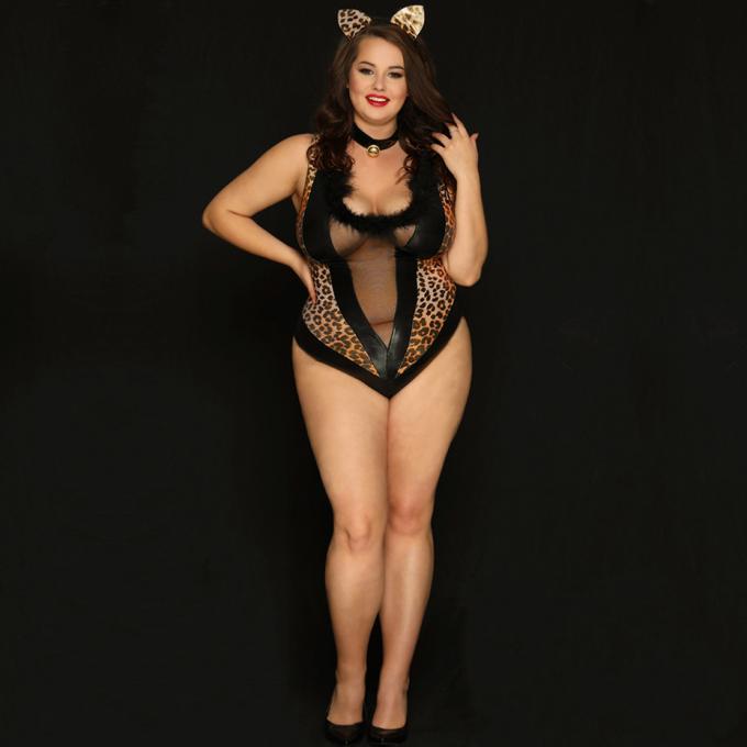 プラスのサイズのセクシーな女性の′ sのボディスーツのランジェリーの熱く好色な乳液のCatsuitの性のCosplayの下着