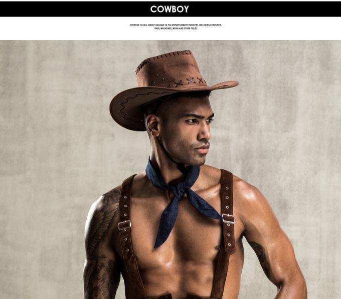 人の′ sのセクシーなランジェリーのベストの西部のカウボーイ様式のセクシーな人Cosplayは帽子の下着を身に着けている