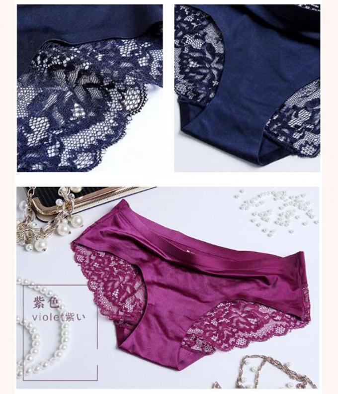 麻のレースの女性下着のパンティーのセクシーで継ぎ目が無い編まれた氷の絹 4