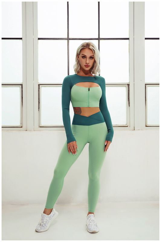 ポリエステル適性の体育館のヨガは女性の収穫された試しのレギングのActivewearに着せる