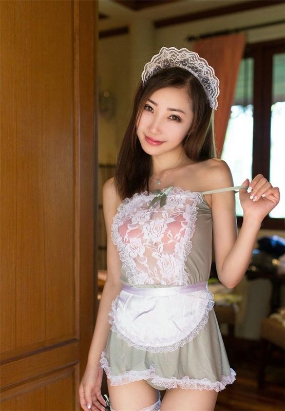サスペンダーが付いている黒いポリエステル セクシーで青い女中の衣裳のランジェリーのレースのセクシーな下着