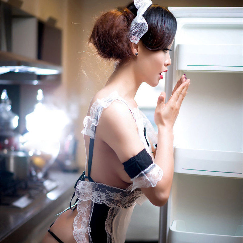 ポリエステル ベビードールの袖なしの服の不足分はランジェリーのサスペンダーのCosplayのセクシーな女中にスリーブを付ける