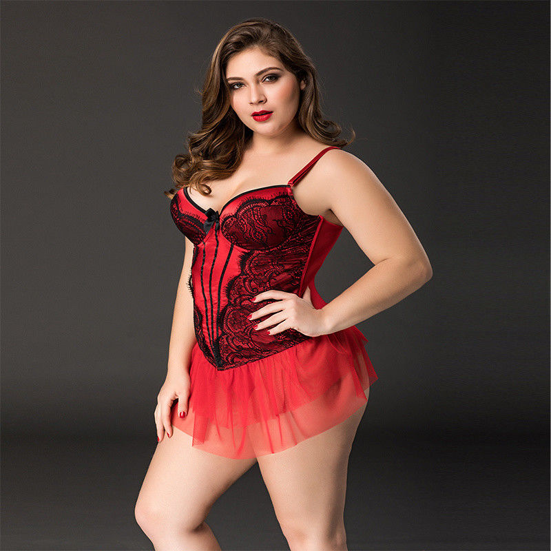 主で赤いレースの下着85kg XXXLの大きくセクシーな下着の花の袖なし