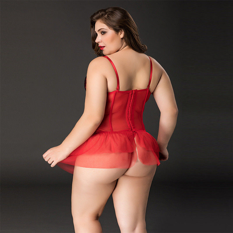 主で赤いレースの下着85kg XXXLの大きくセクシーな下着の花の袖なし