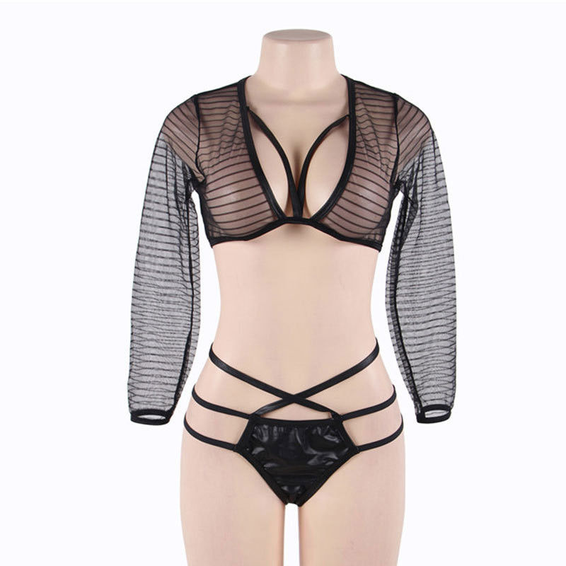 バルク脂肪質の女性の好色でロマンチックな網の黒はけれども注文の乳液のブラ セット見る