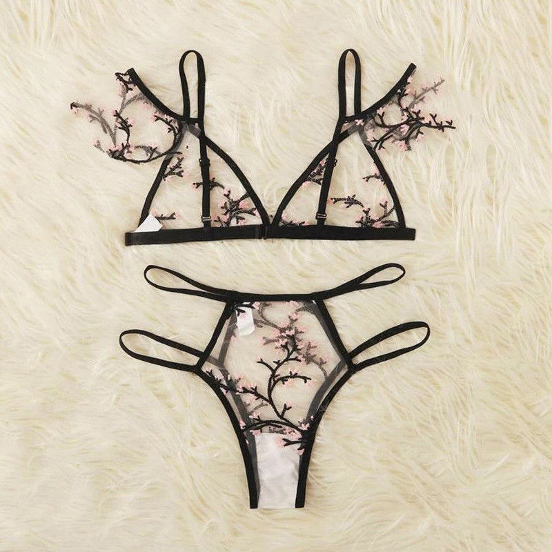通気性の抗菌性のセクシーで透明なレース82のポリアミドの花のレースBralette