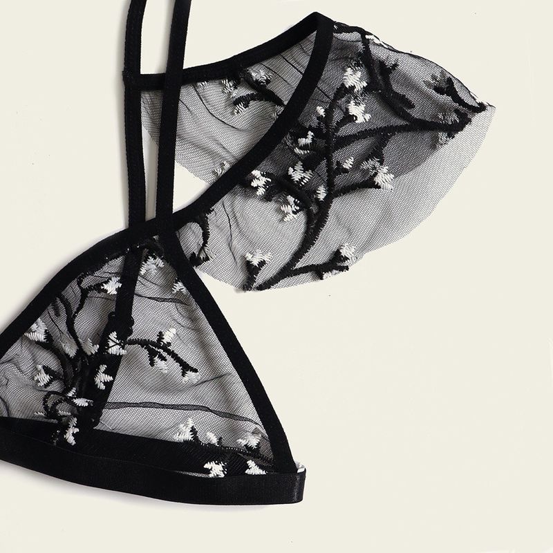 通気性の抗菌性のセクシーで透明なレース82のポリアミドの花のレースBralette